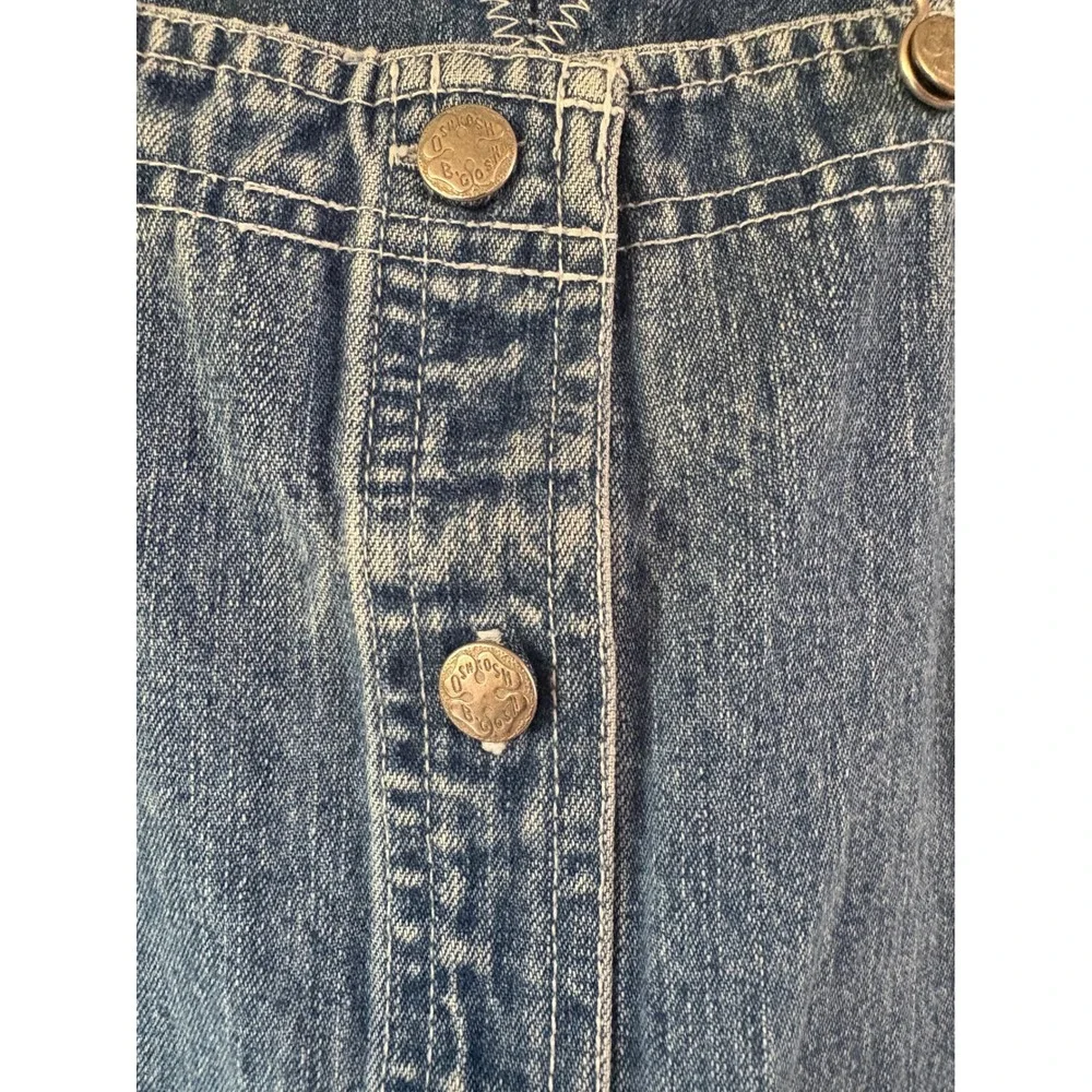Vintage OshKosh Bgosh Girls Denim Overall Jumper Dress Sunflower Blue Size 6